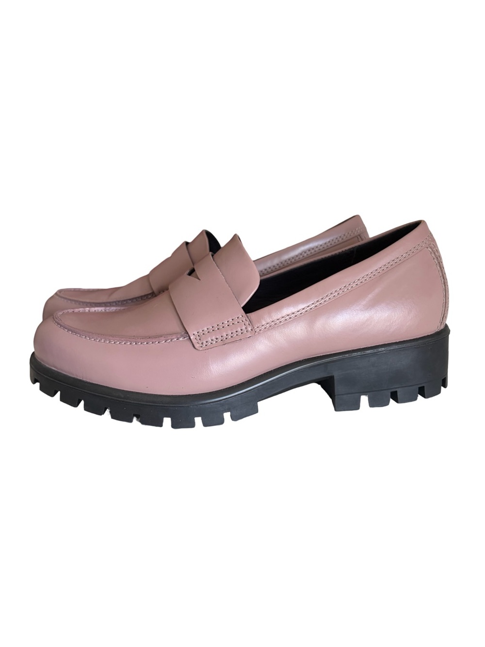 ECCO Chunky Lug Sole Loafers Dusty Mauve Pink Leather EU Size 39 (US 8-8.5)
